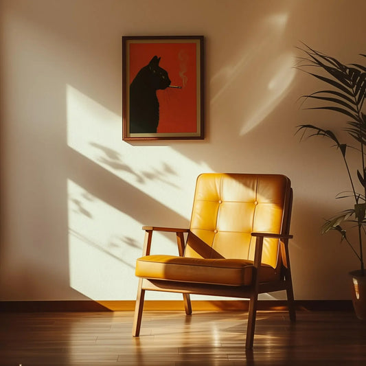 Black Cat Smoking a Cigarette Vintage Wall Decor Poster