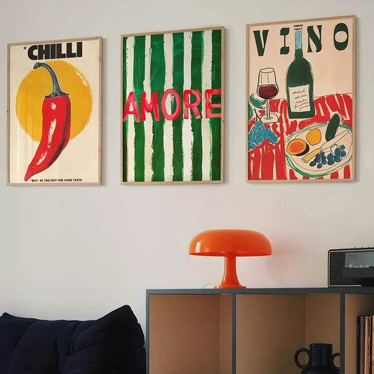 Amore Green Striped Canvas Printing