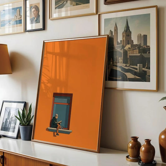 Orange Minimalist Dopamine Warm Sunny Colorful Wall Art Print